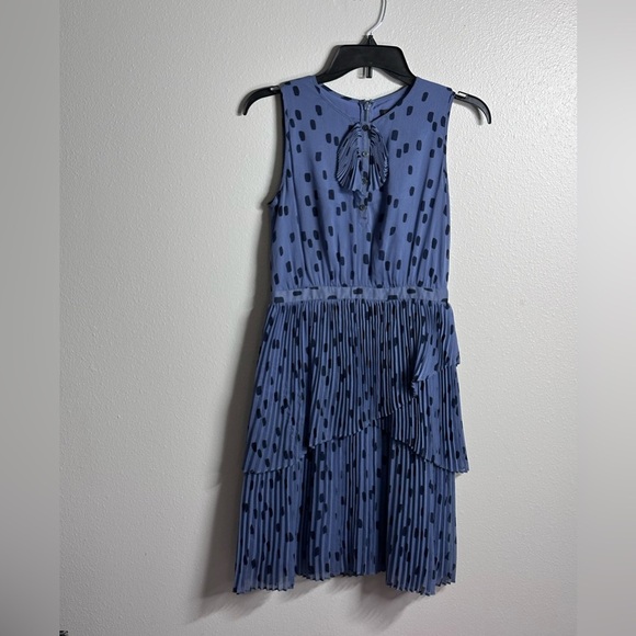 Banana Republic Women Blue Polka Dot Sleeveless Dress Chiffon size 0 - Picture 1 of 8